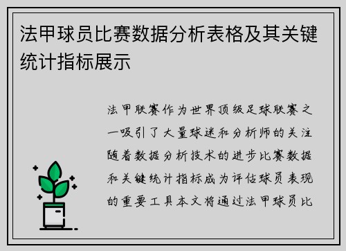 法甲球员比赛数据分析表格及其关键统计指标展示